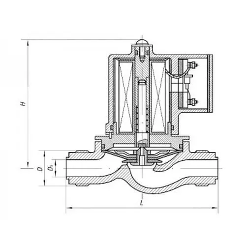 Латунный запорный проходной штуцерный клапан с электромагнитным приводом 587-35.8126 (ИТШЛ.49461105) 