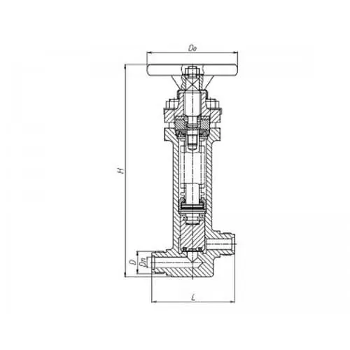 Бронзовый запорный проходной штуцерный бессальниковый клапан с герметизацией 521-35.3257-01 (ИТШЛ.49114107-01) 